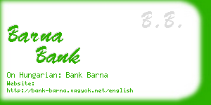 barna bank business card